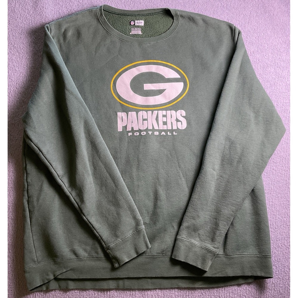Green Bay Packers Sweatshirt Men 2XL Green NFL Team Apparel Crewneck Pullover